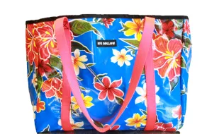 Oilcloth Tote Bag - Blue Hawaiian