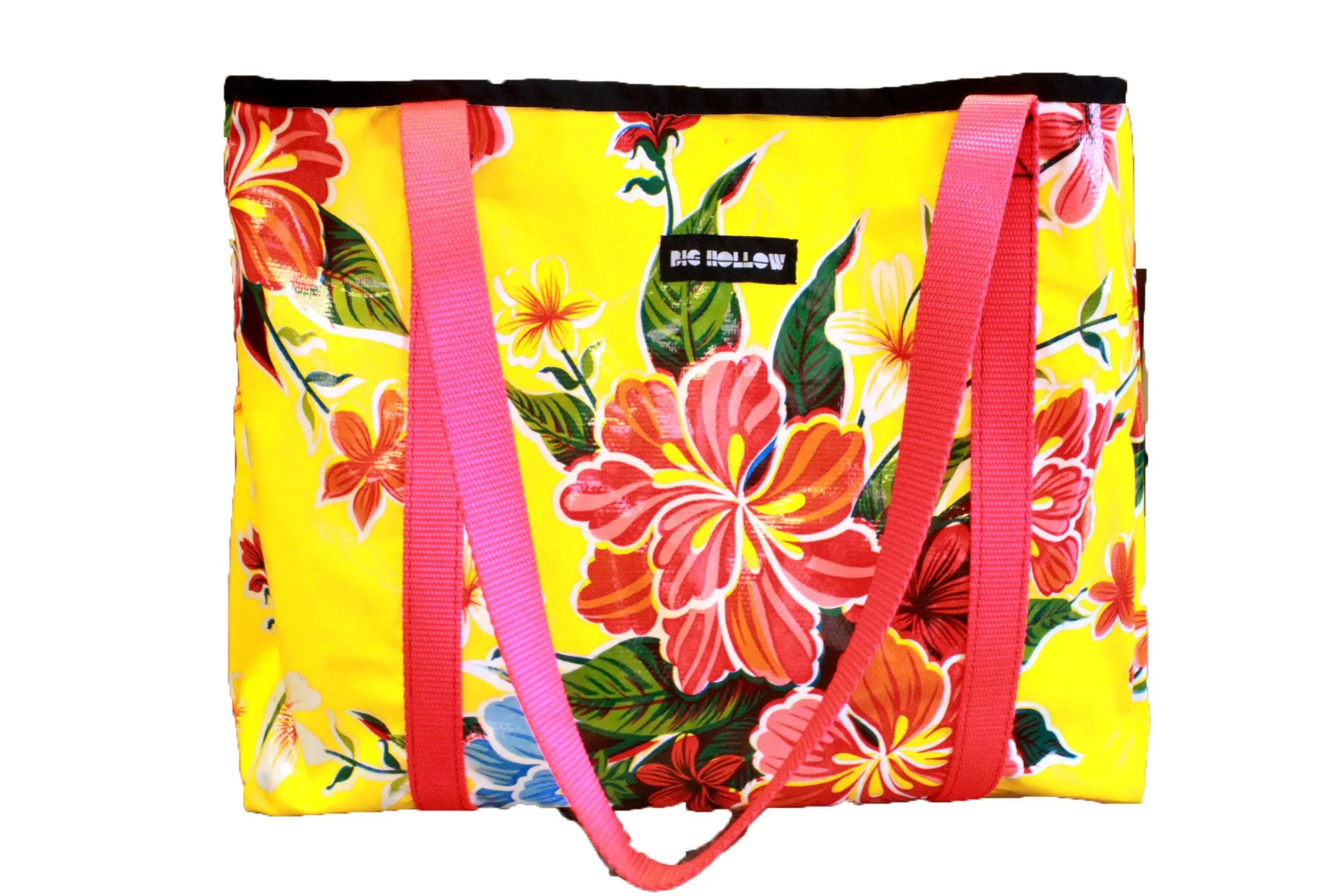 Oilcloth Tote Bag - Yellow Hawaiian