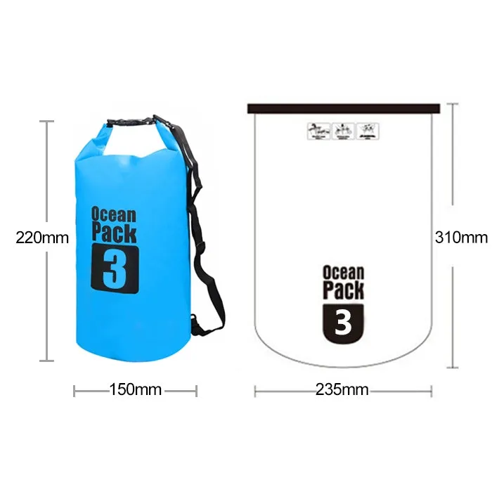 Outdoor Waterproof Single Shoulder Bag Dry Sack PVC Barrel Bag, Capacity: 3L (Yellow)