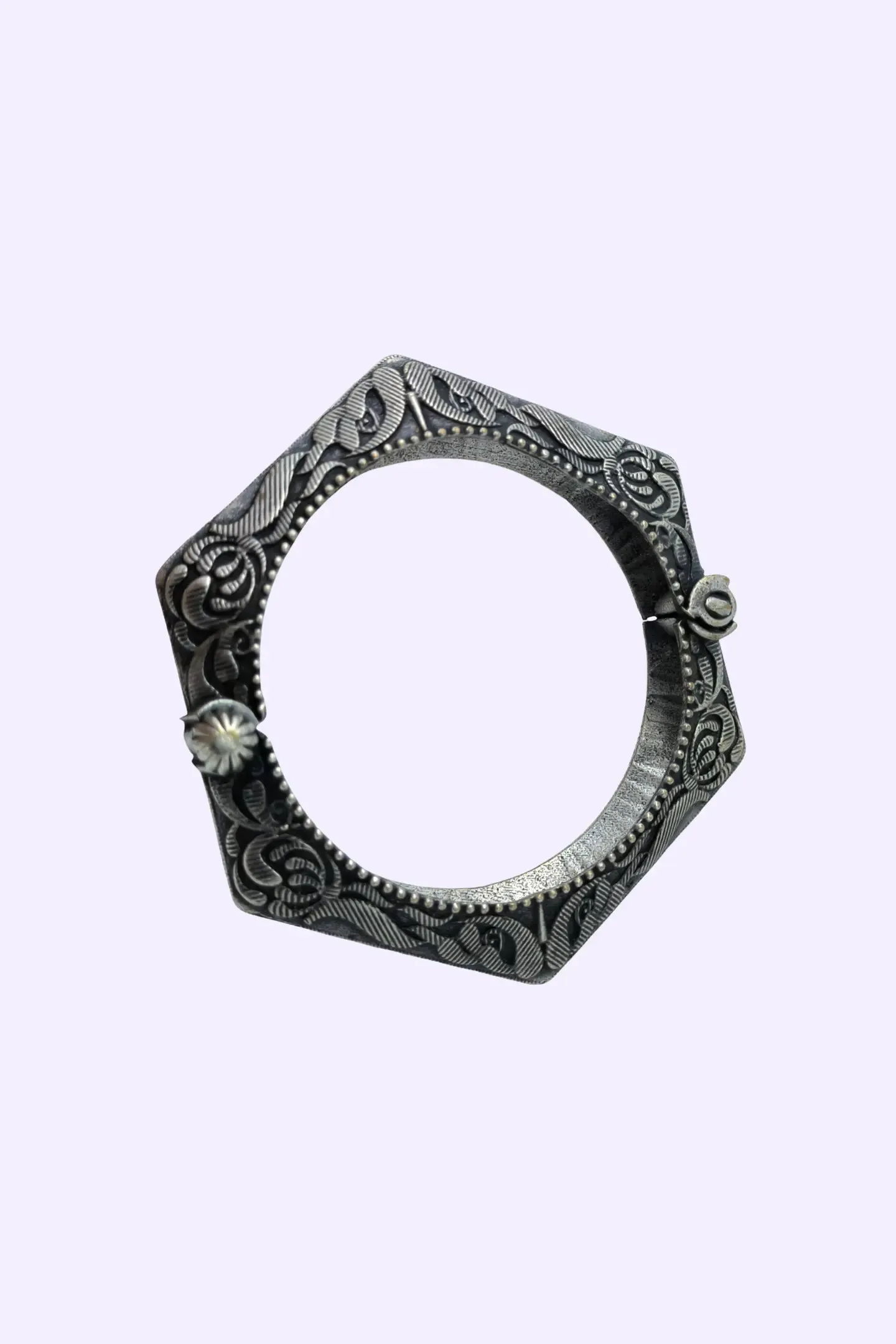 Oxidised Silver Brass Designer Adjustable Kada