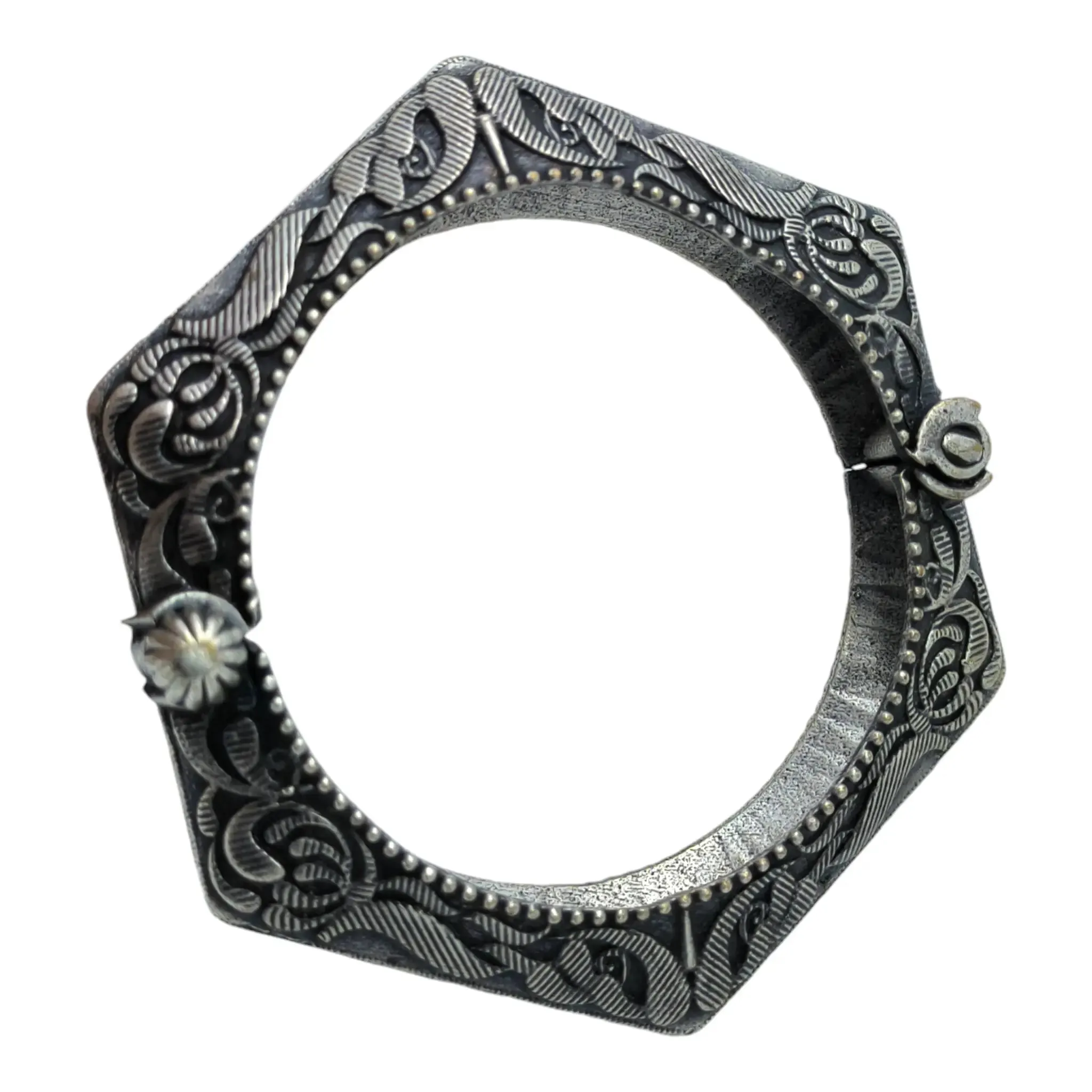 Oxidised Silver Brass Designer Adjustable Kada