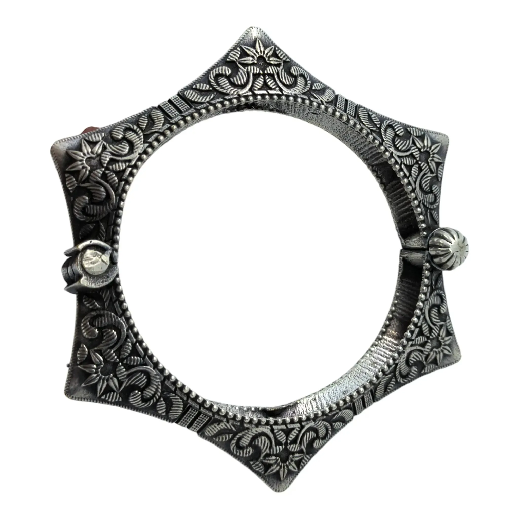 Oxidised Silver Brass Designer Adjustable Kada