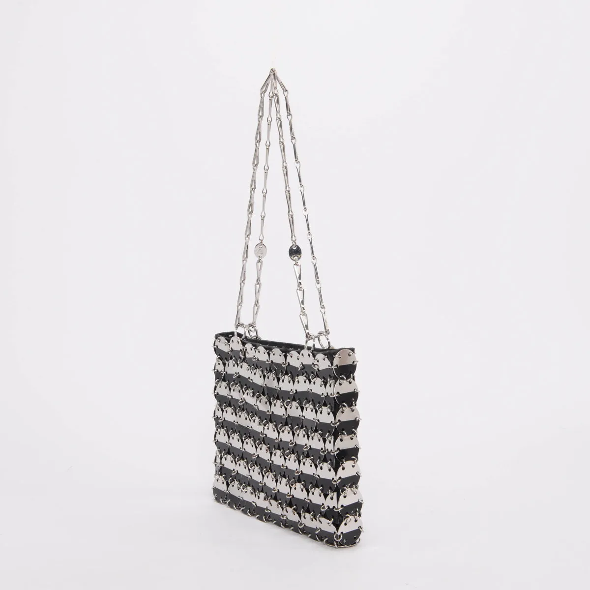 Paco Rabanne Black & Silver 1969 Disc Shoulder Bag