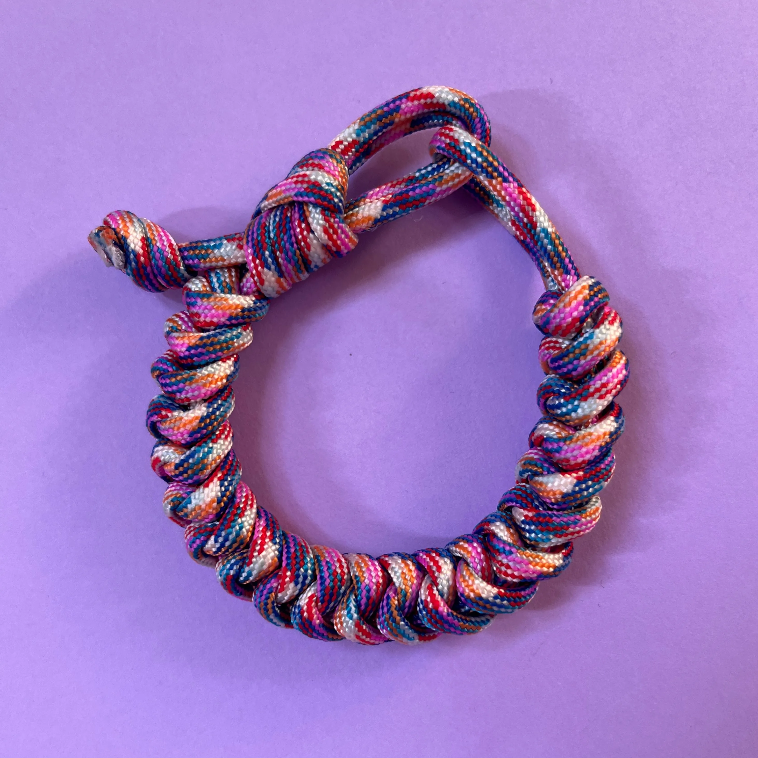 Para cord snake bracelet pink purple mottled