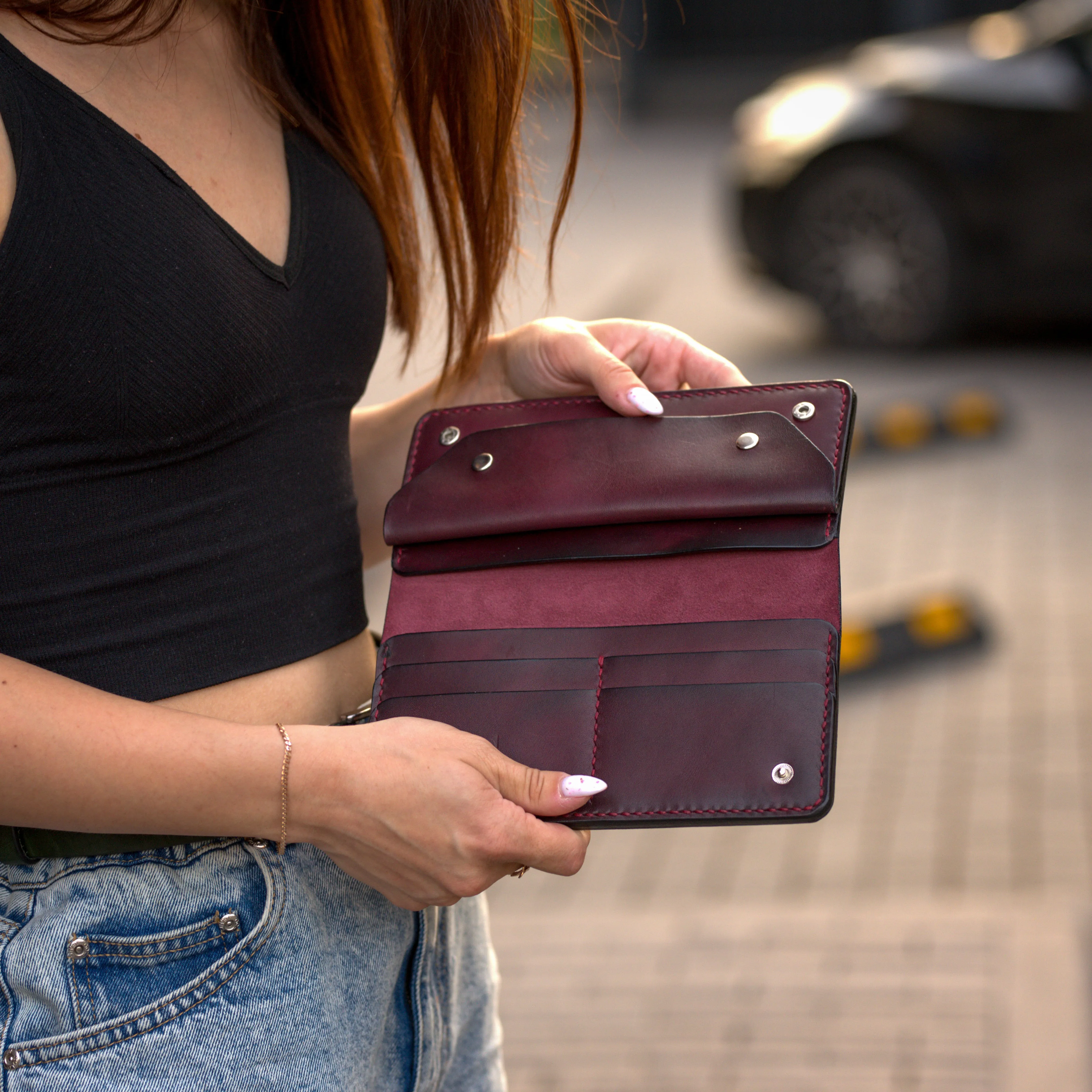 Personalized Long leather wallet, Full grain leather Leather Burgundi wallet , Wallet for Her or Him, Womens wallet, For banknotes