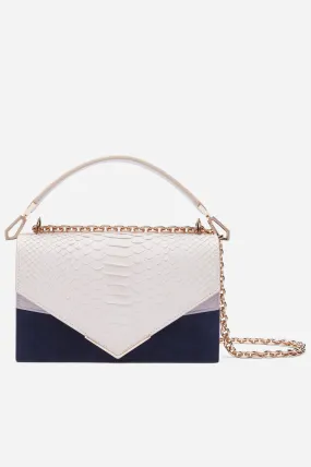 Pink, Navy and Vintage Pink Python, Calf Leather and Soft Suede with Rose Gold Hardware