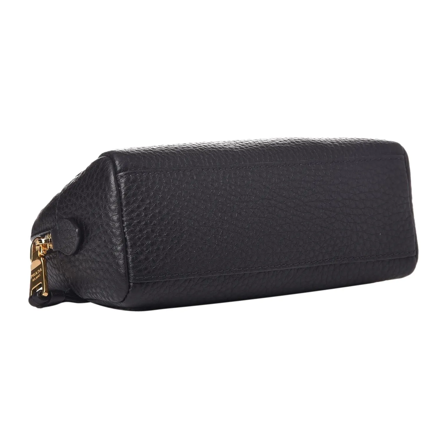 Prada Vitello Daino Black Leather Cosmetic Pouch