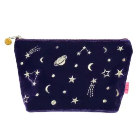 PU1027 Purple Moons & Stars Velvet Cosmetic Purse By Lua