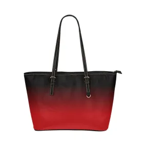 Red Black Ombre Tote Bag Purse, Vegan Leather Print Small Large Handbag Zip on Top Designer Handmade Shoulder Ladies Women