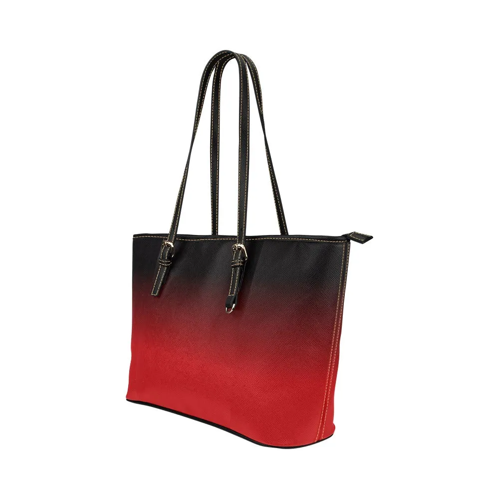 Red Black Ombre Tote Bag Purse, Vegan Leather Print Small Large Handbag Zip on Top Designer Handmade Shoulder Ladies Women