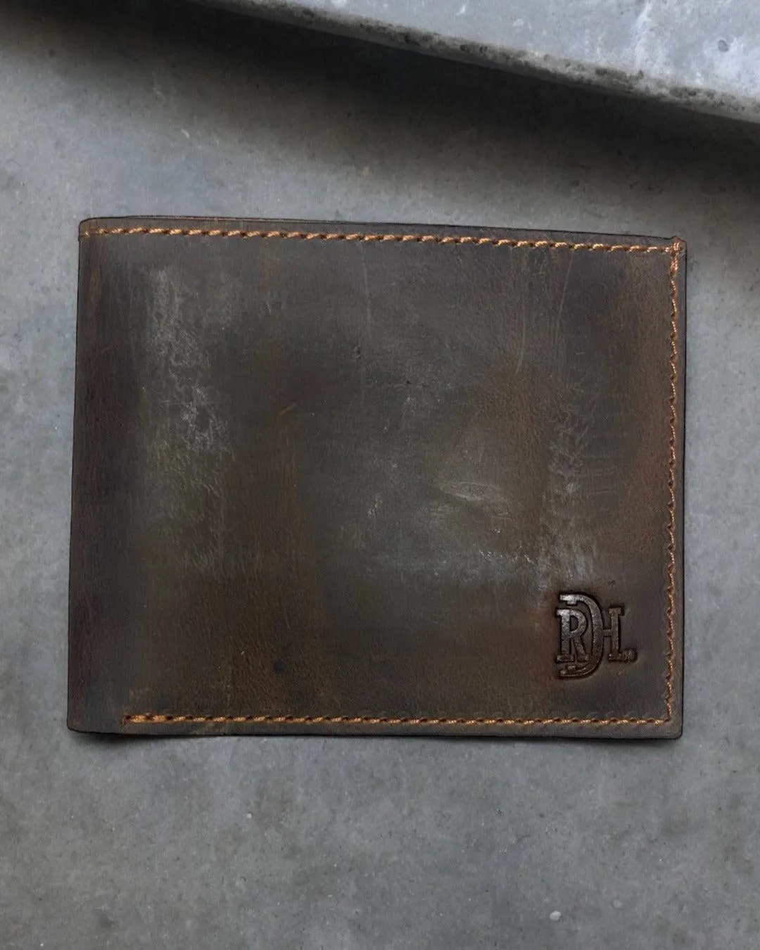 Red Dirt Hat Co. Brown Oiled Finish Genuine Leather Bi-Fold Wallet 22228881W2