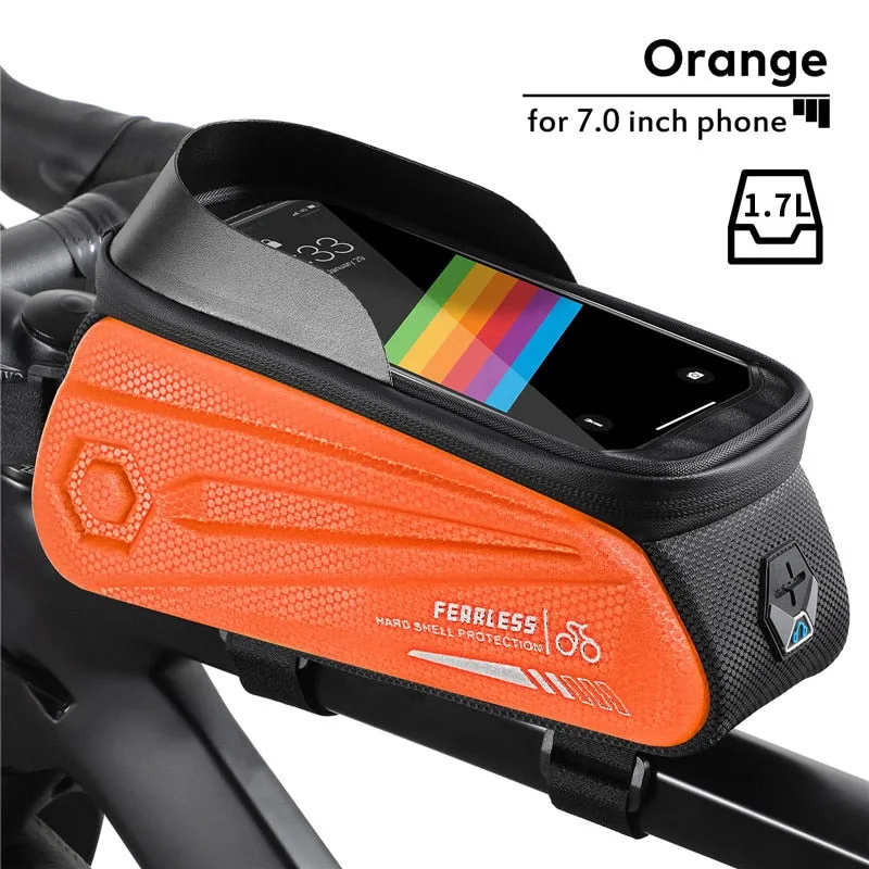 Reflective Bicycle Bag Sensitive Touch Screen 7.0 Inch Cycling Phone Bag Waterproof MTB Road Bike Tube Frame Bags