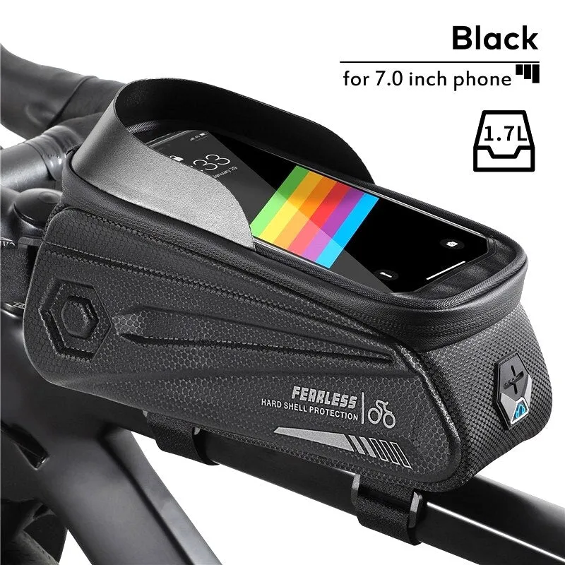 Reflective Bicycle Bag Sensitive Touch Screen 7.0 Inch Cycling Phone Bag Waterproof MTB Road Bike Tube Frame Bags