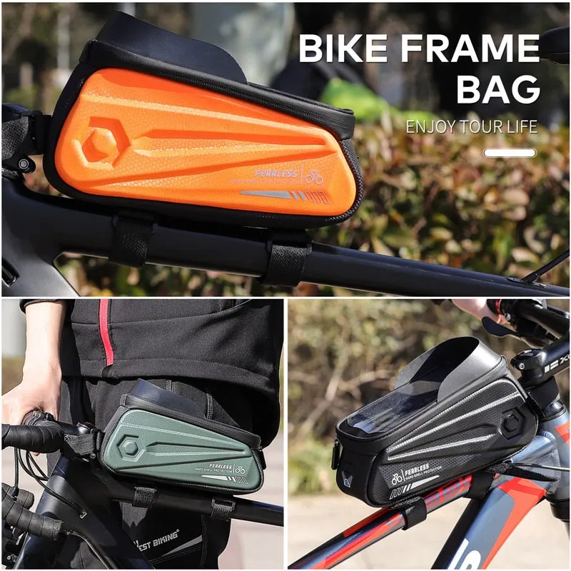 Reflective Bicycle Bag Sensitive Touch Screen 7.0 Inch Cycling Phone Bag Waterproof MTB Road Bike Tube Frame Bags