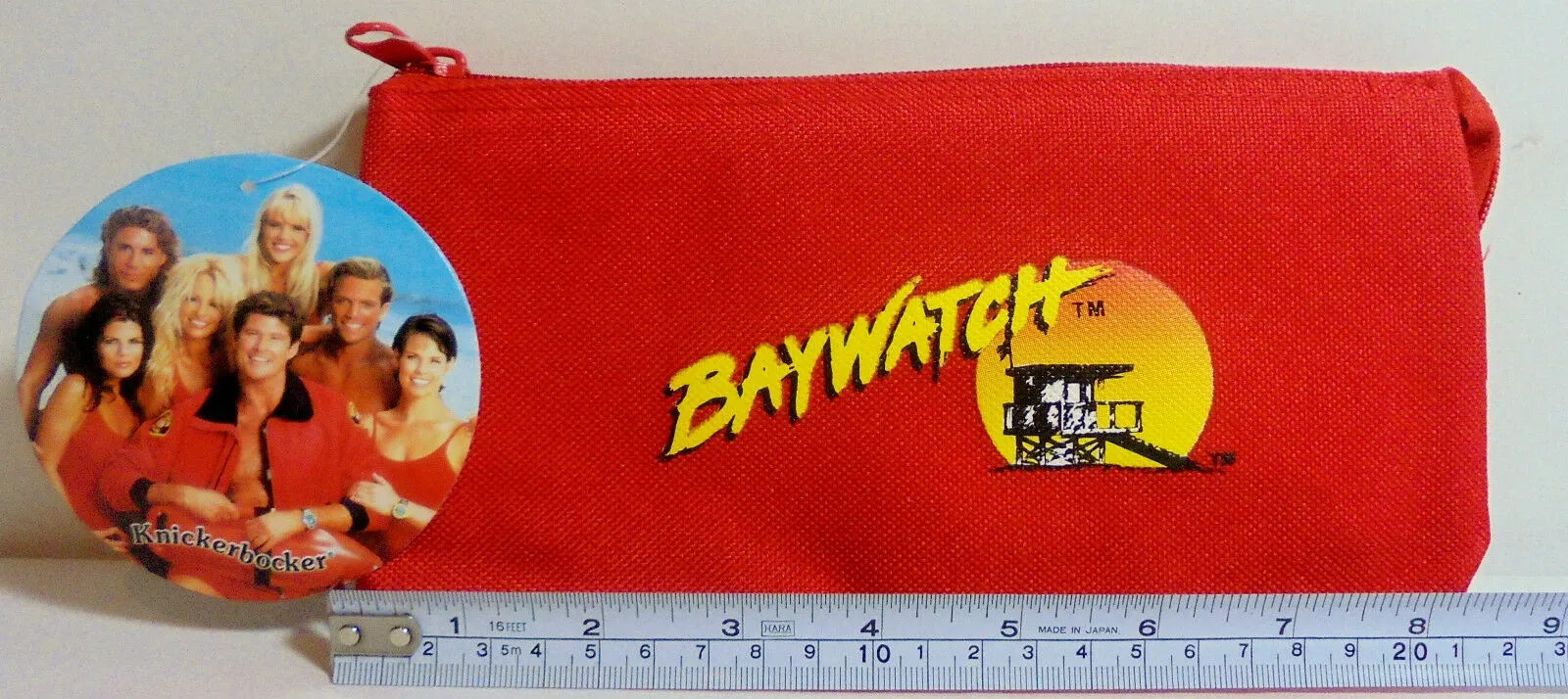 Retro Baywatch Bag Zipper Pouch, Pencil Case, Travel Makeup, Large Wallet 1996 Red Vintage New Old Stock w/ Tags