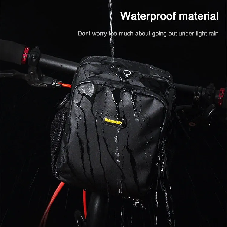 Rhinowalk Bicycle Front Bag Waterproof Handlebar Bag Folding Bike Front Bag Large Capacity Riding Bag(Matt Black)