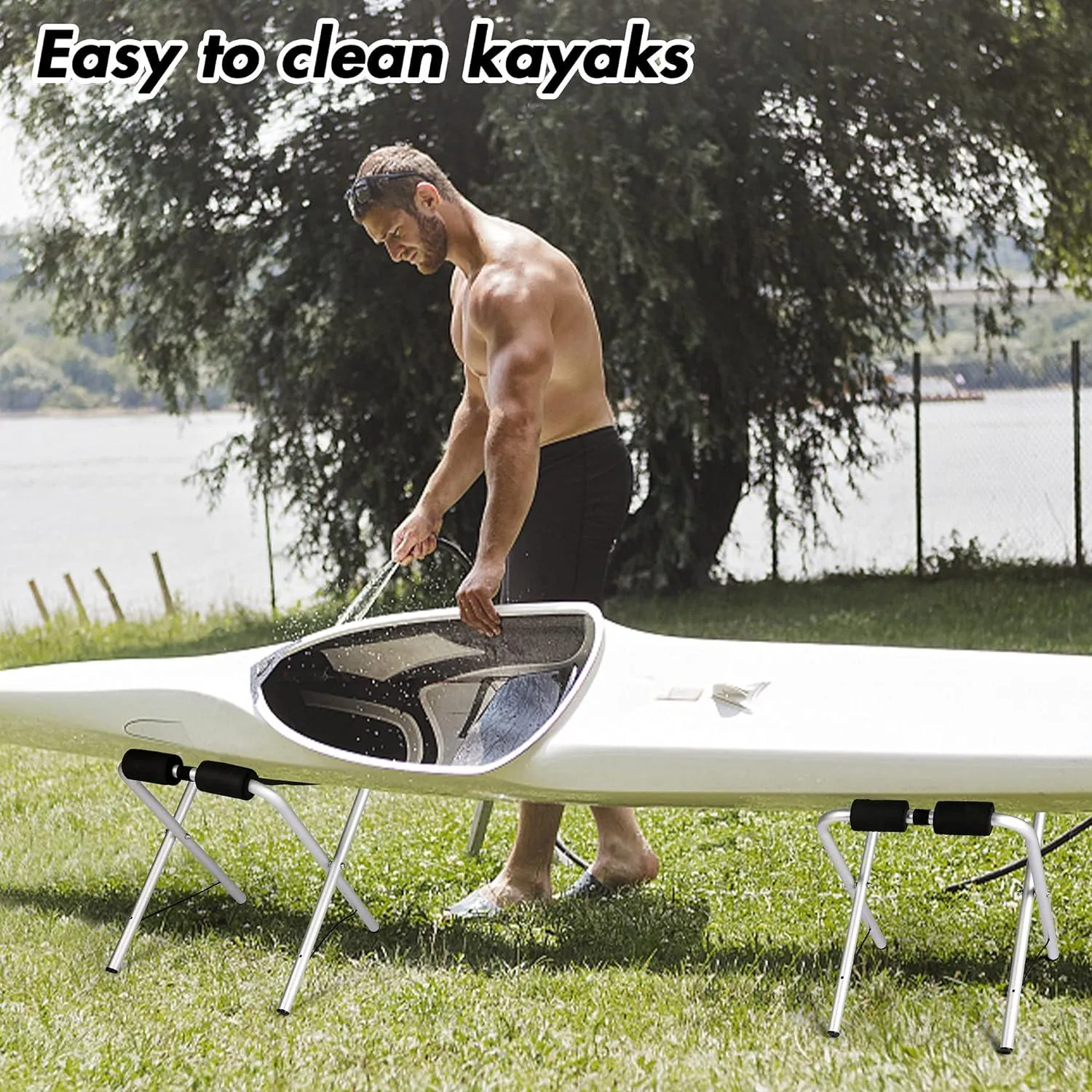 Set of 2 Universal Kayak Storage Racks Collapsible Kayak Stand for Canoe Boat SUP