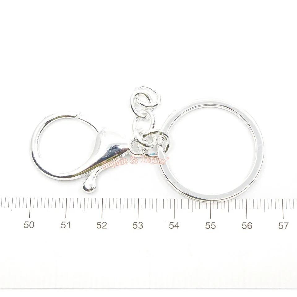 Silver Key Chain Ring with Swivel Ring Short Chain (4 pieces)