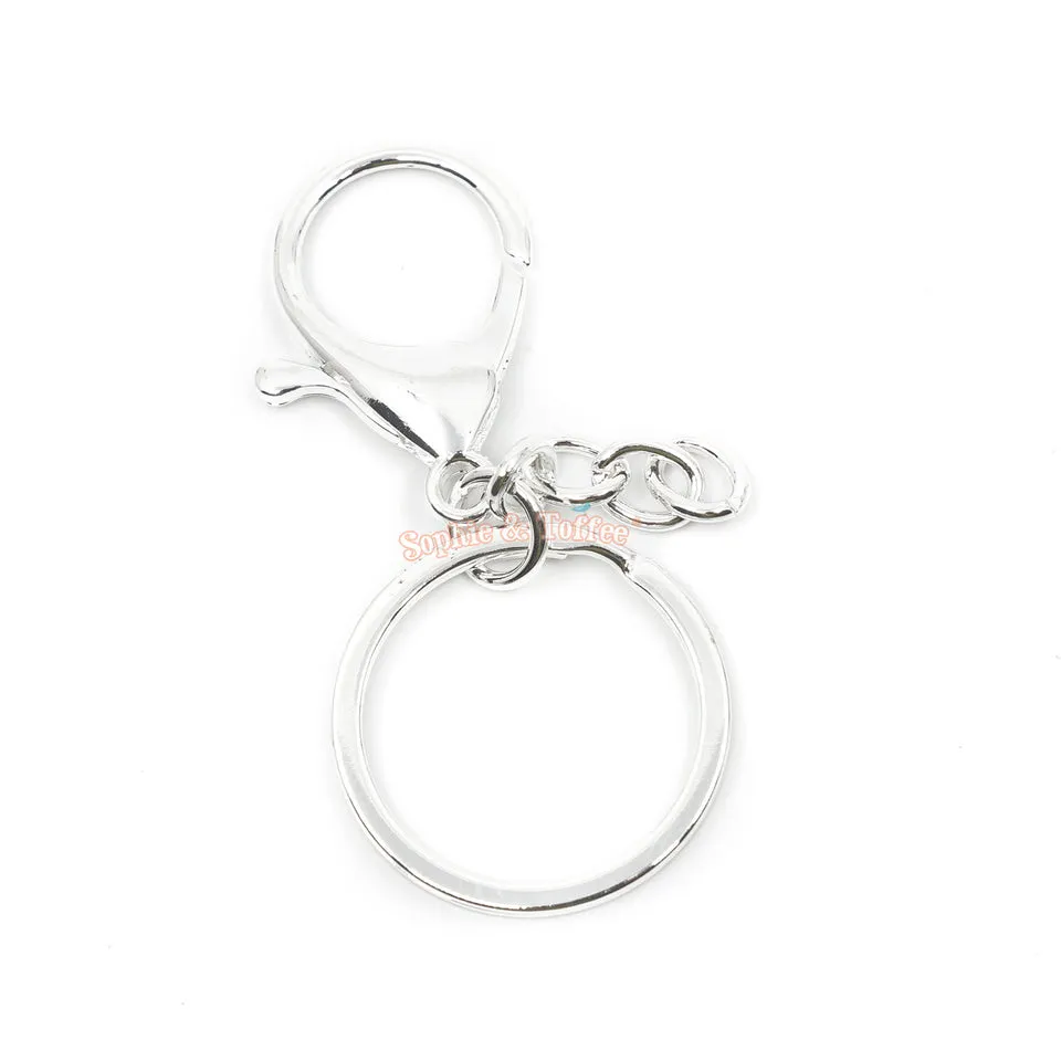 Silver Key Chain Ring with Swivel Ring Short Chain (4 pieces)