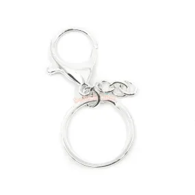 Silver Key Chain Ring with Swivel Ring Short Chain (4 pieces)