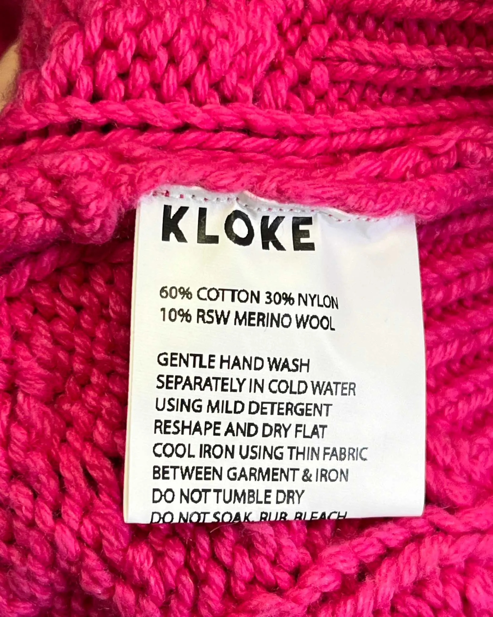 Size L - Kloke Highlighter Pink Vibrations Jumper