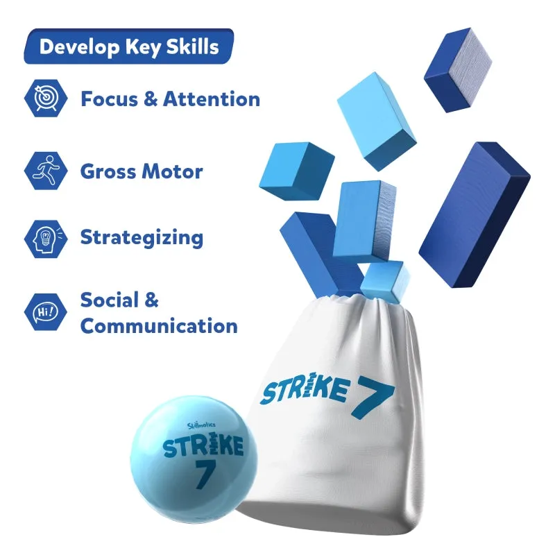 Skillmatics Block Game: Strike 7! | Strategic Game of Knocking Down & Building Up (ages 6 )