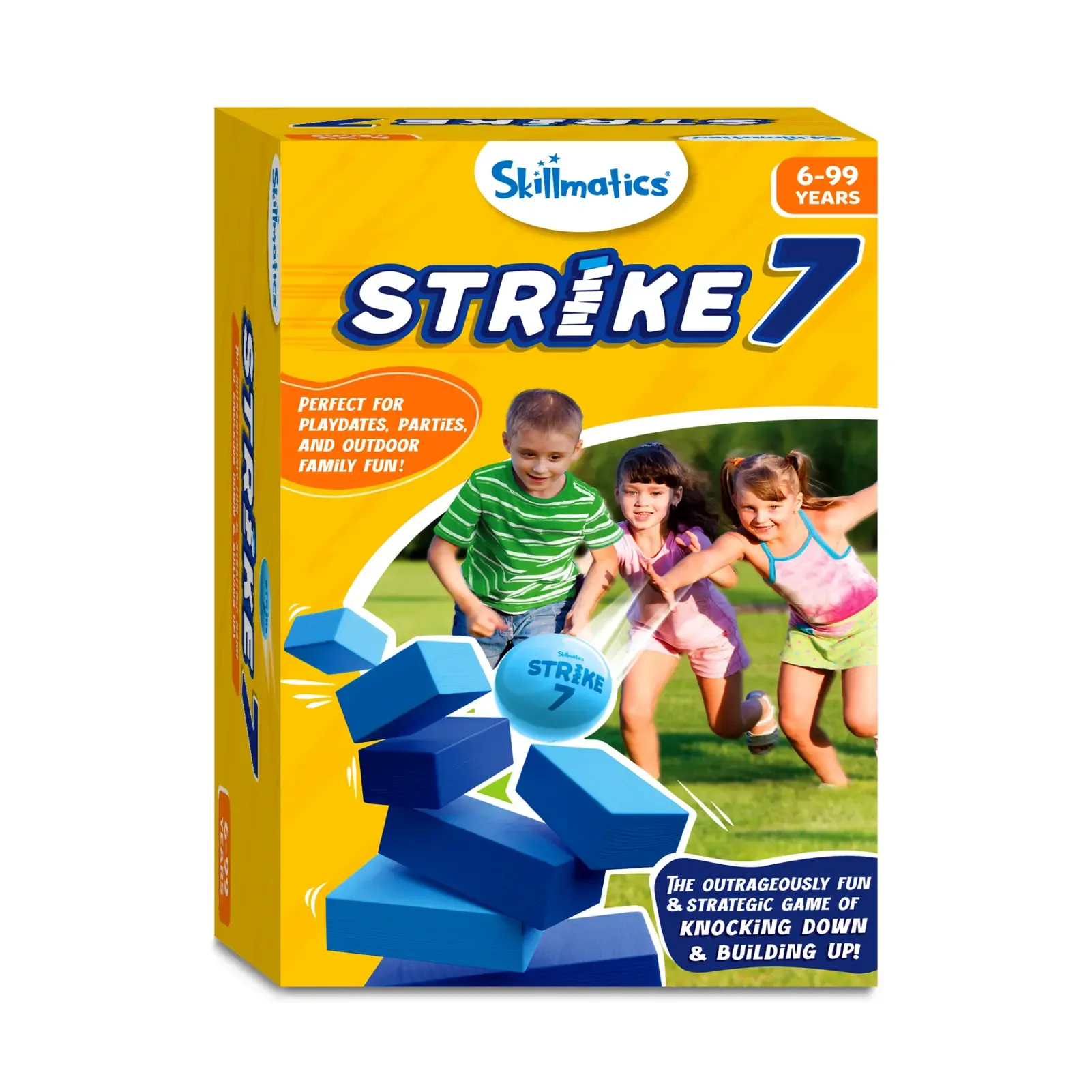 Skillmatics Block Game: Strike 7! | Strategic Game of Knocking Down & Building Up (ages 6 )