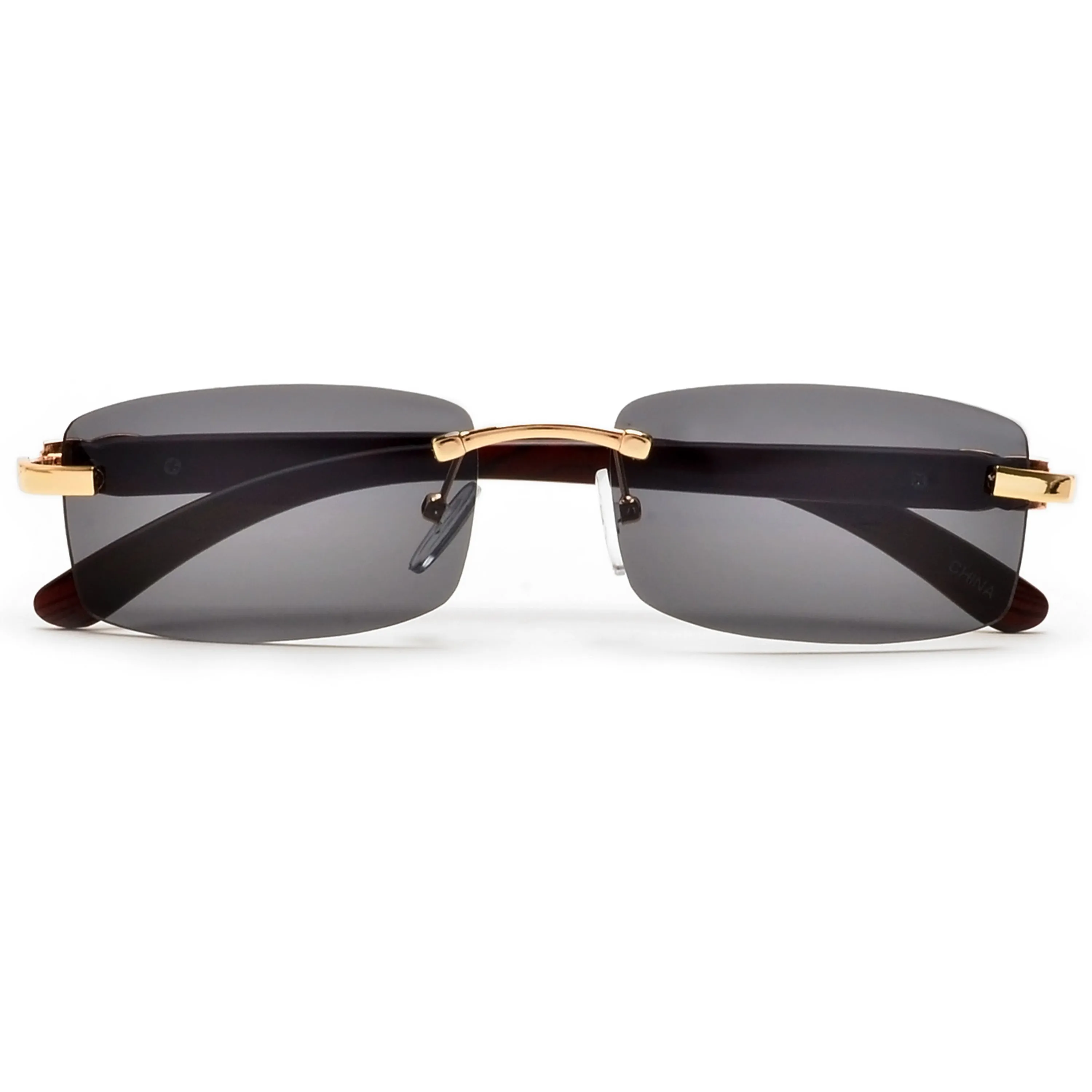 Sleek Rimless Detailed Temple Sunnies