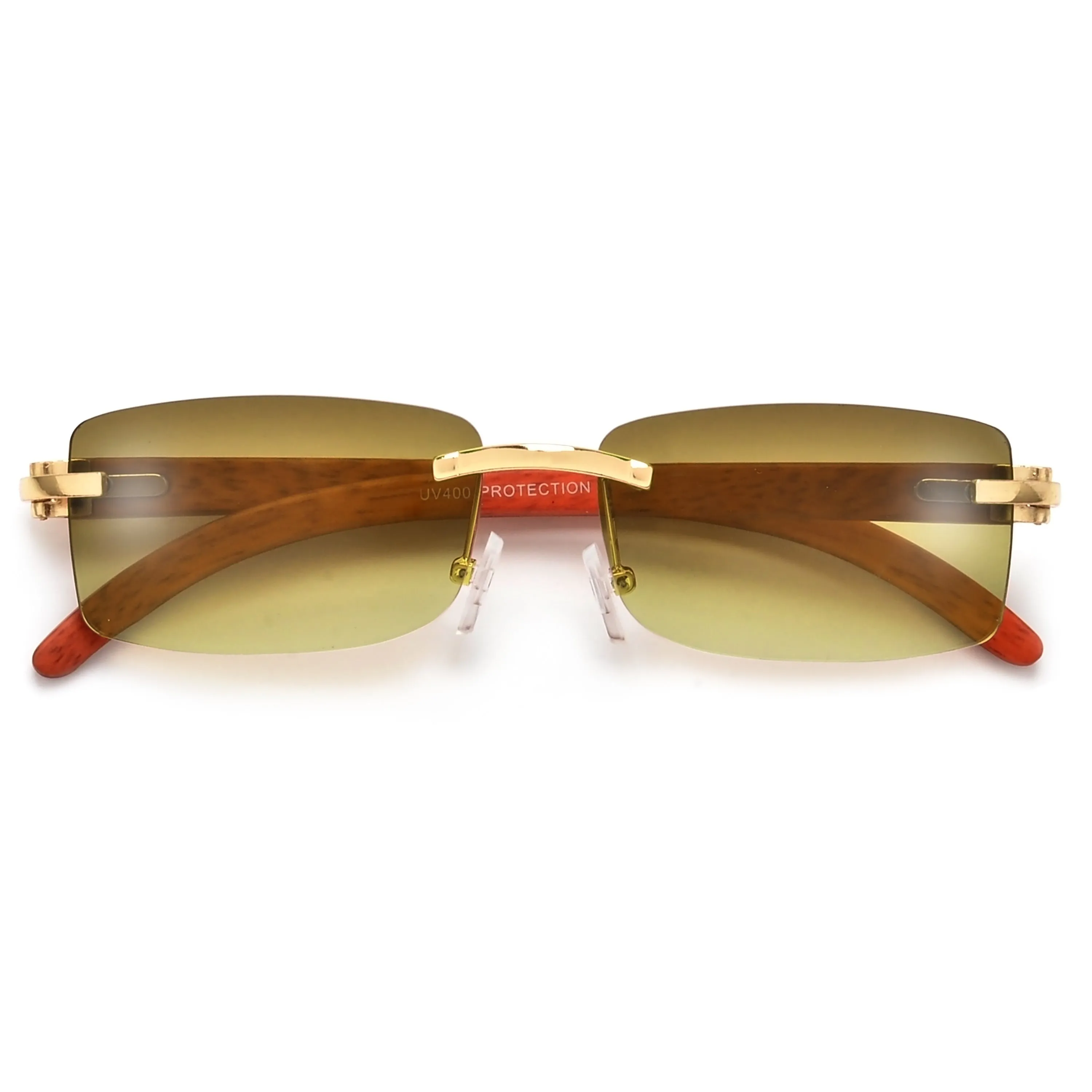 Sleek Rimless Detailed Temple Sunnies