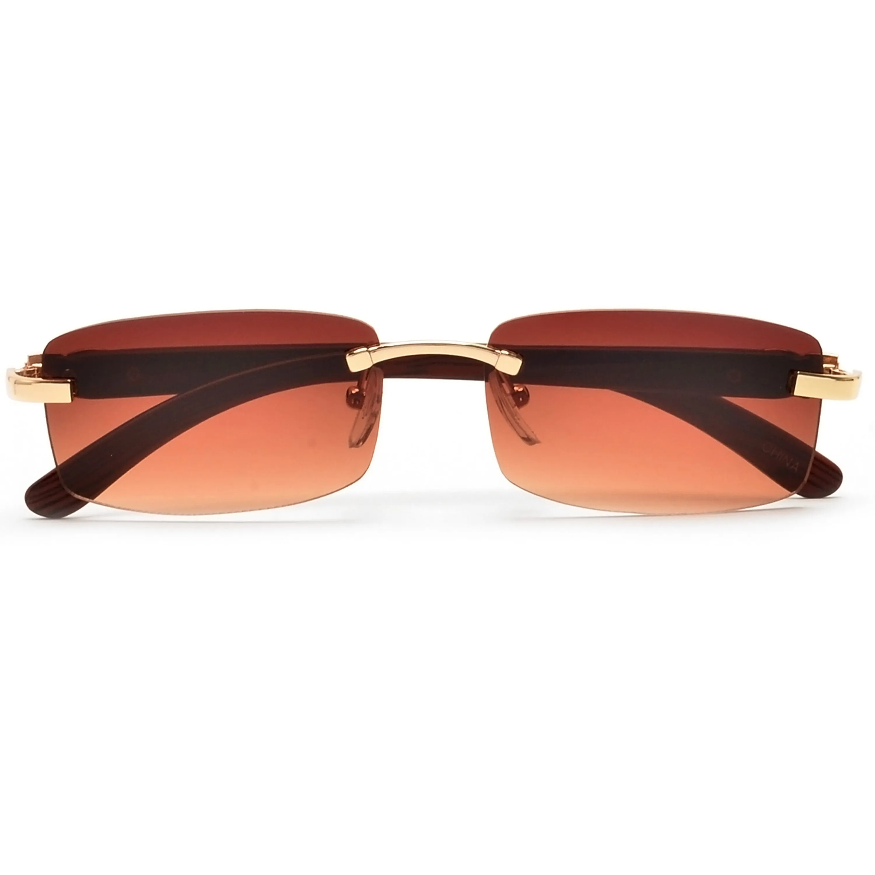 Sleek Rimless Detailed Temple Sunnies