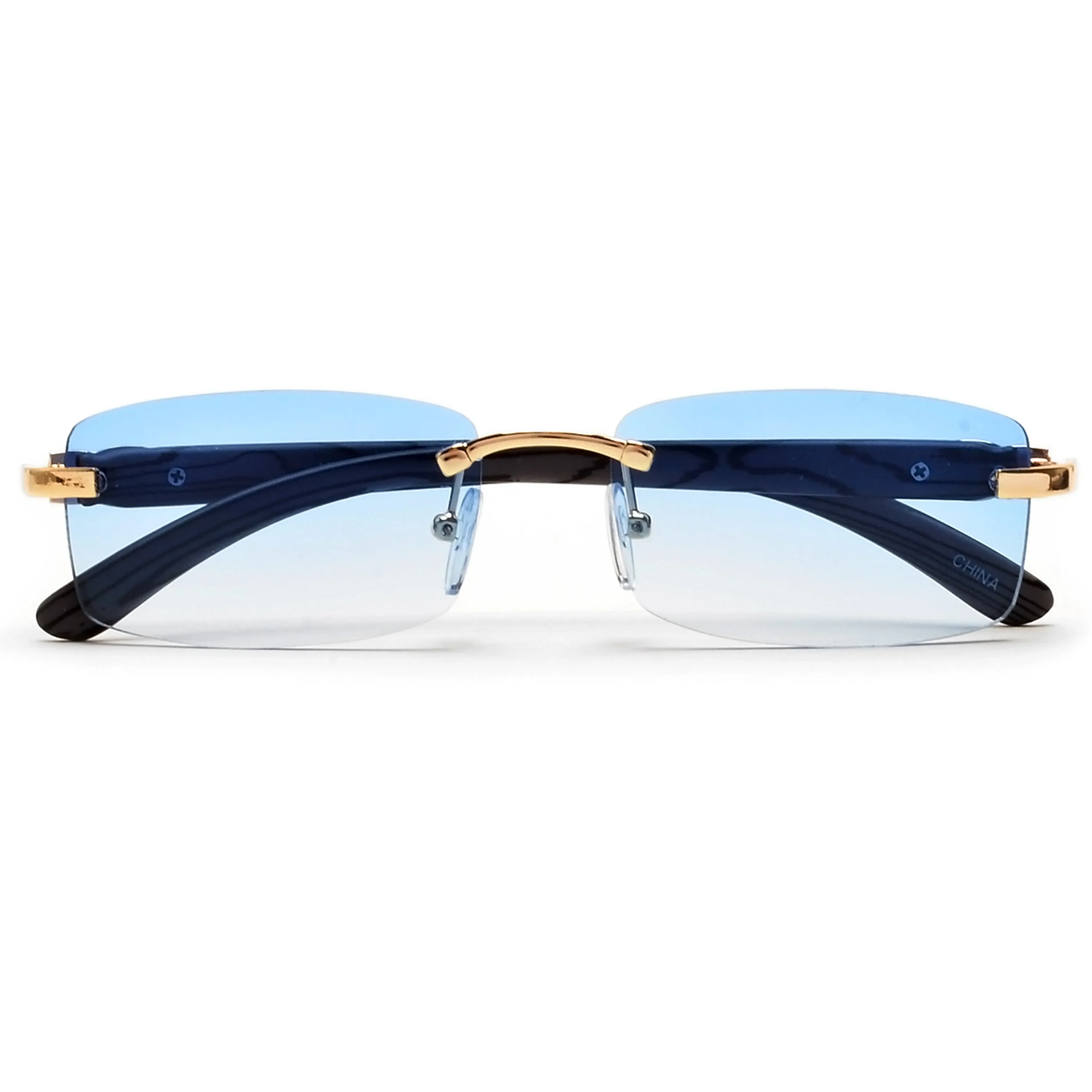 Sleek Rimless Detailed Temple Sunnies