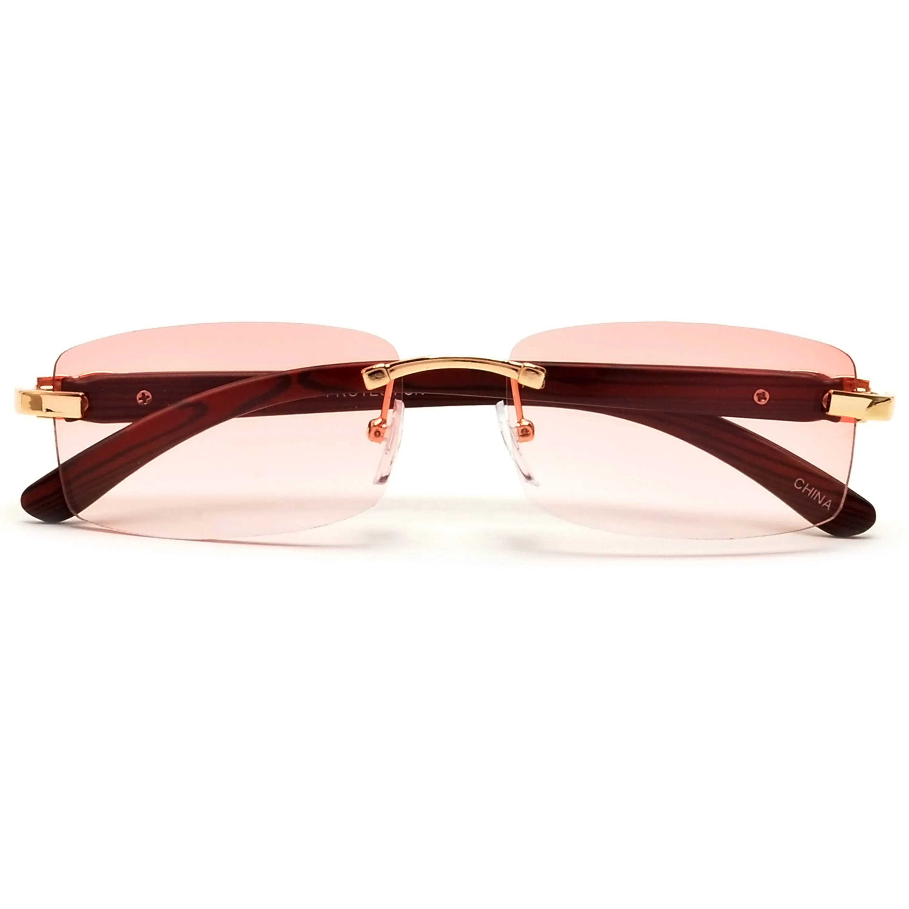 Sleek Rimless Detailed Temple Sunnies