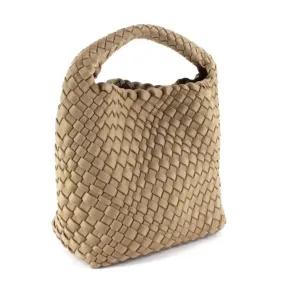 Small Nylon Woven Hobo Crossbody Bag with Cosmetic Pouch