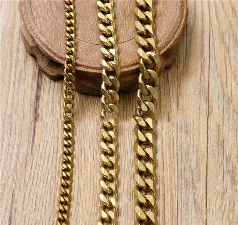 Solid Brass Curb Cuban Cable Chain Rope Thick Link 2 3 mm Thickness Unfinished Men Necklace Neck Heavy Duty Crossbody Bag Purse Wallet Strap