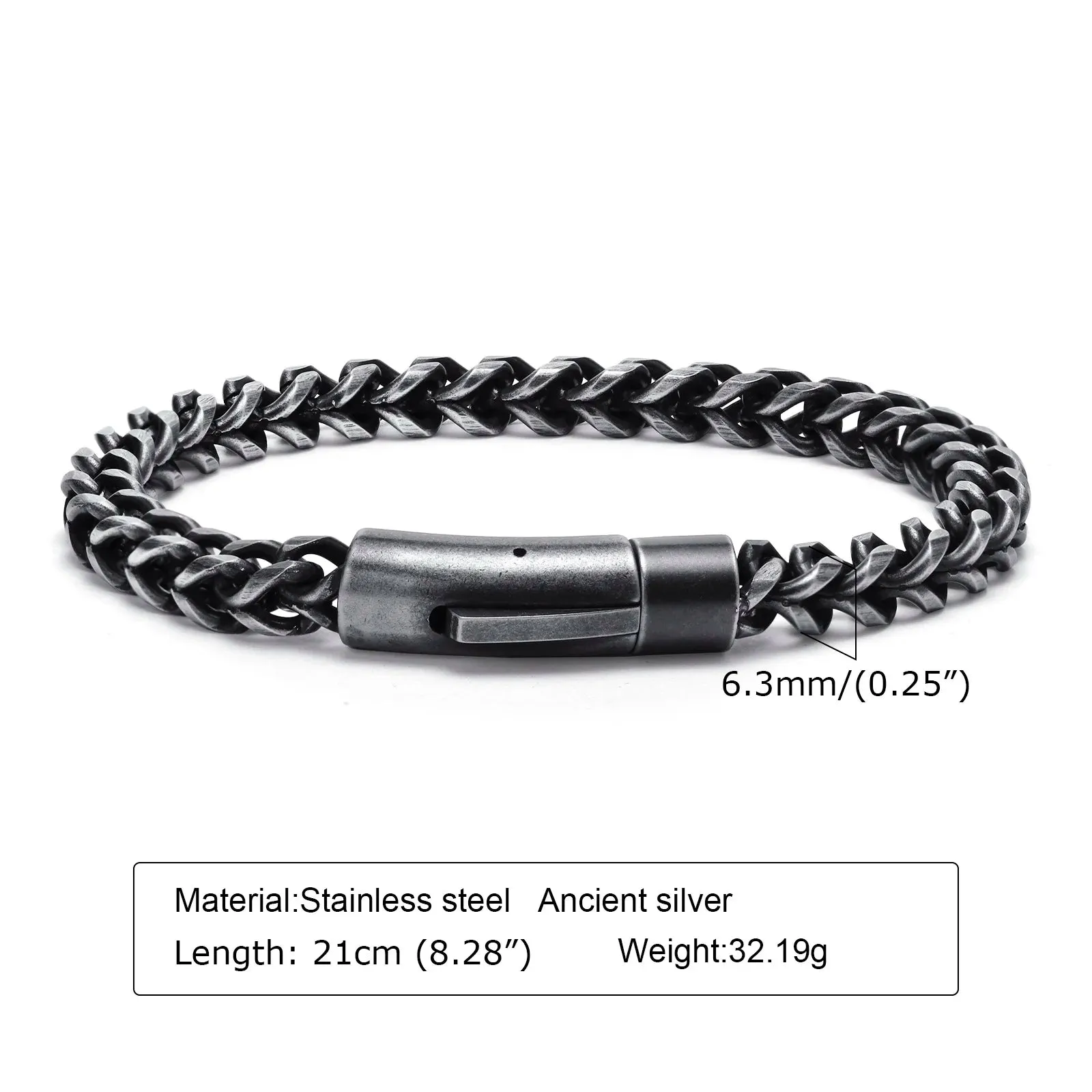 STYLISH STAINLESS STEEL BALI FOXTAIL CHAIN BRACELET FOR MEN DOUBLE FRANCO LINK CHAINS BRACELETS ARMBAND MALE JEWELRY