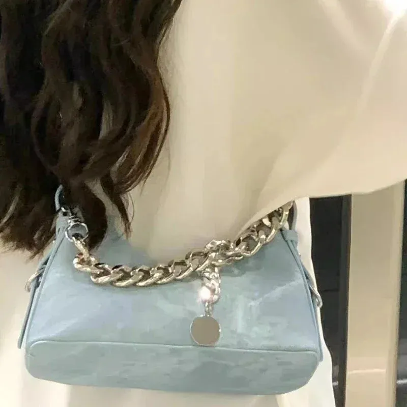 TAVIMART  -  Fashion Ins Denim Chain Women's Handbags All Match Sweet Elegant Y2k Shoulder Bag Casual Jeans  Crossbody Bags Office Lady