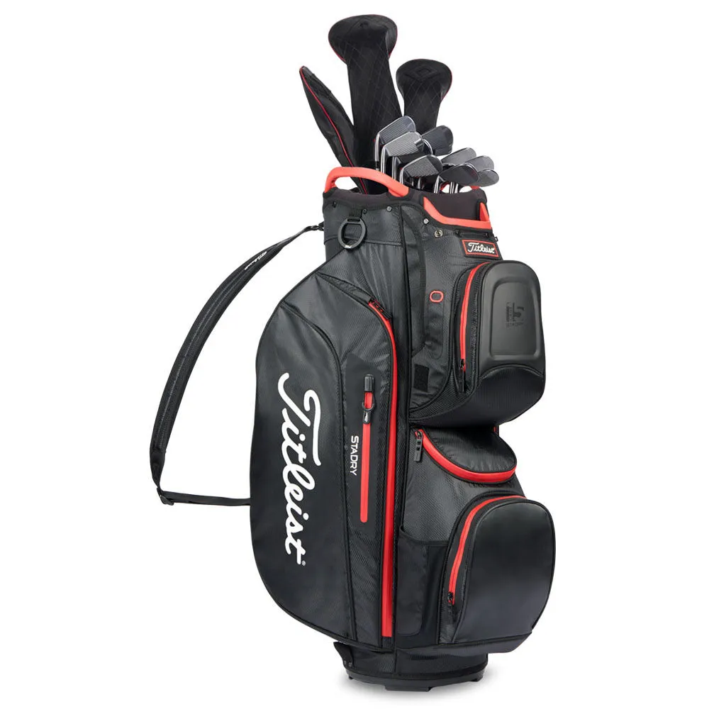 Titleist Cart 15 StaDry Waterproof Cart Bag - Black/Black/Red