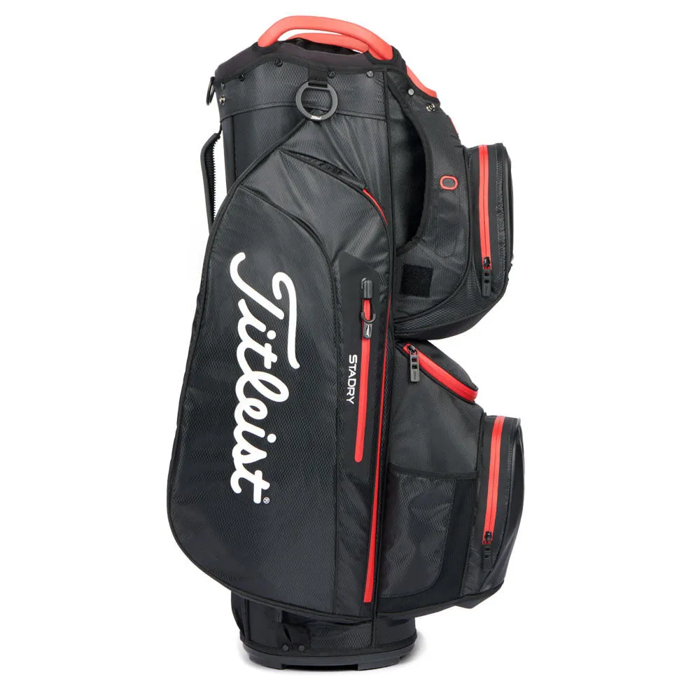 Titleist Cart 15 StaDry Waterproof Cart Bag - Black/Black/Red