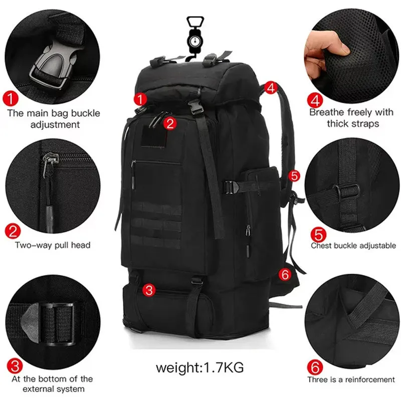 Tramping Pack Backpack Bag 100L Waterproof Tactical Military Hiking Camping BAG