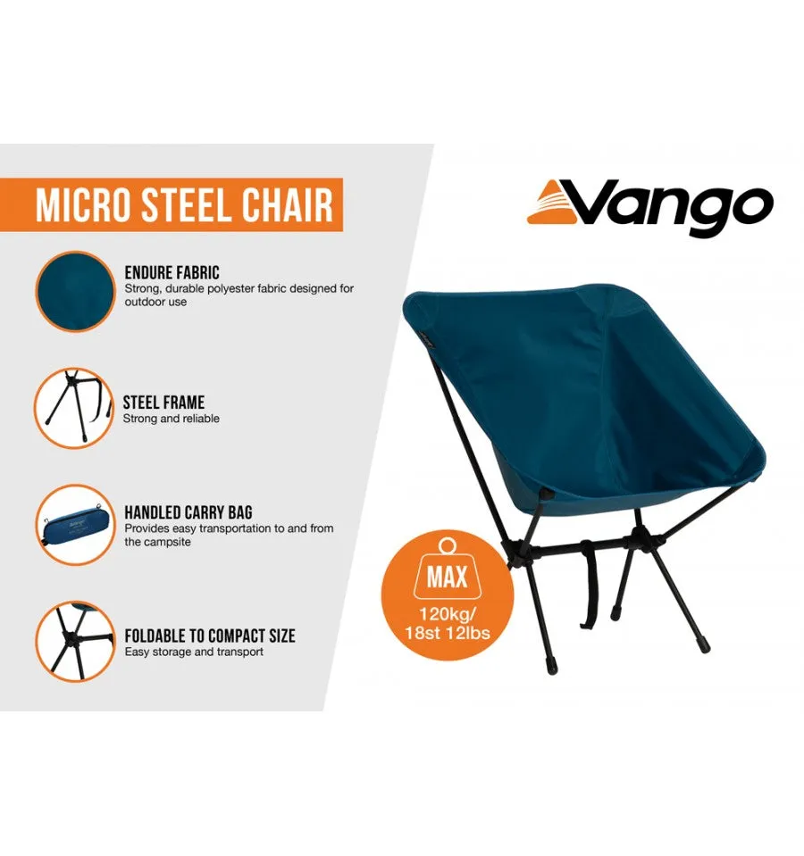 Vango Micro Steel Folding Camping Chair Blue