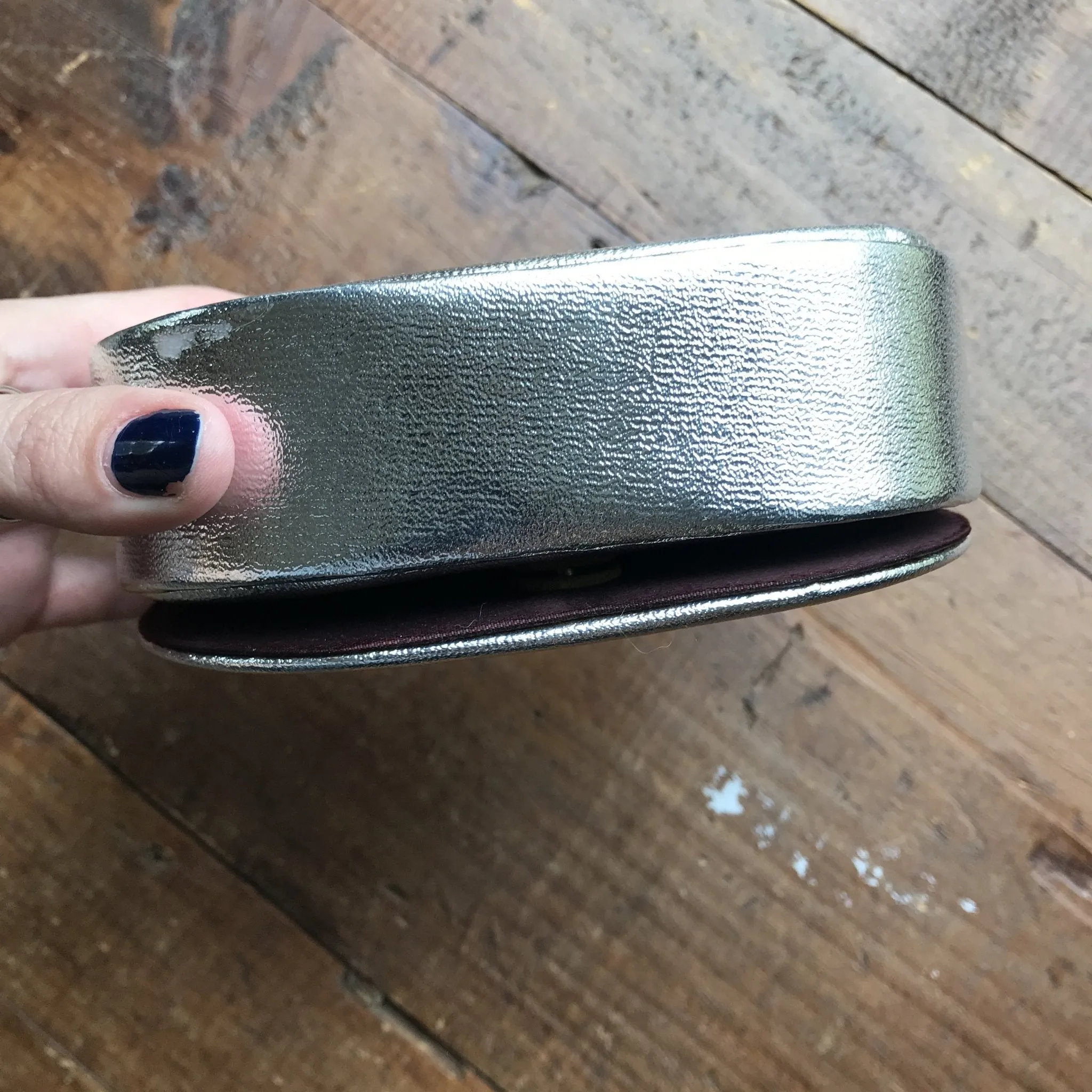 Vintage Silver Lame Clutch by Arnold Scaasi with Altering Gold and Silver Handles.