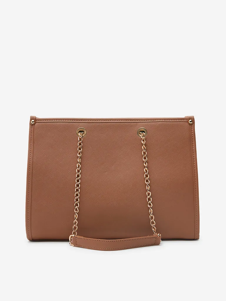 Westside Light Brown Chain Design Hand Bag