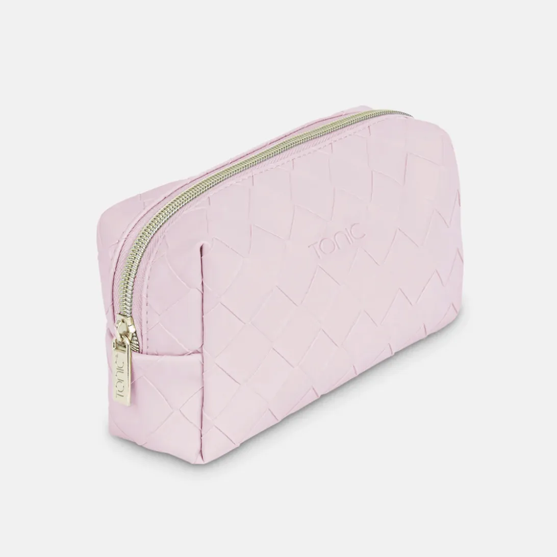 Woven Beauty Bag Small | Peony Pink