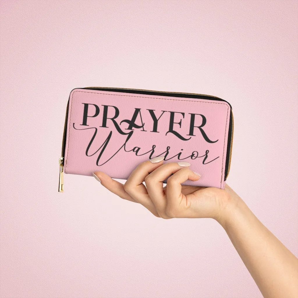 Wristlet Phone Wallet, Light Pink and Black Prayer Warrior Graphic Purse