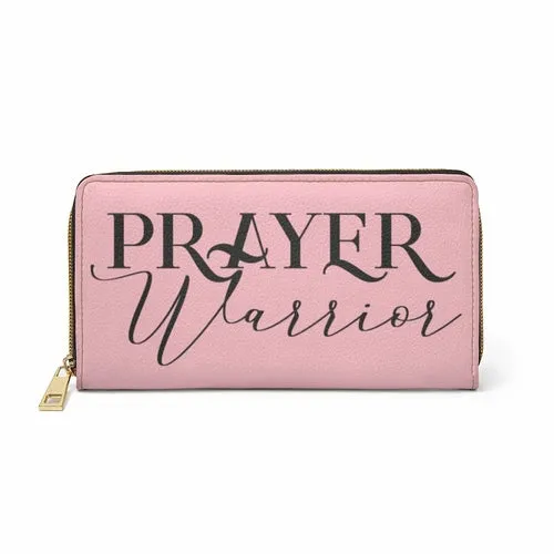 Wristlet Phone Wallet, Light Pink and Black Prayer Warrior Graphic Purse