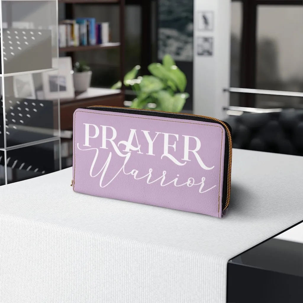 Wristlet Phone Wallet, Light Purple and White Prayer Warrior Graphic Purse