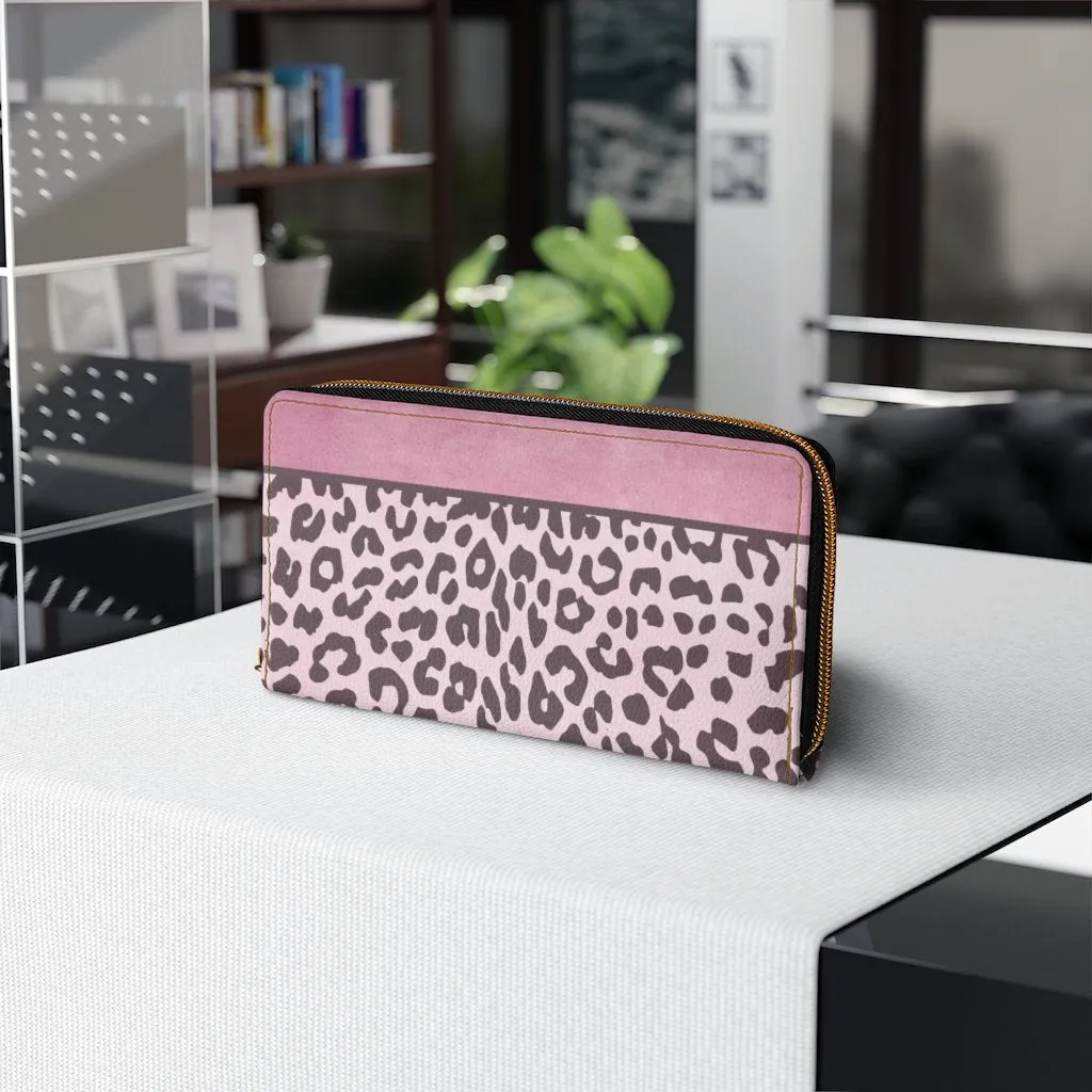 Wristlet Phone Wallet, Pink Leopard Style Purse