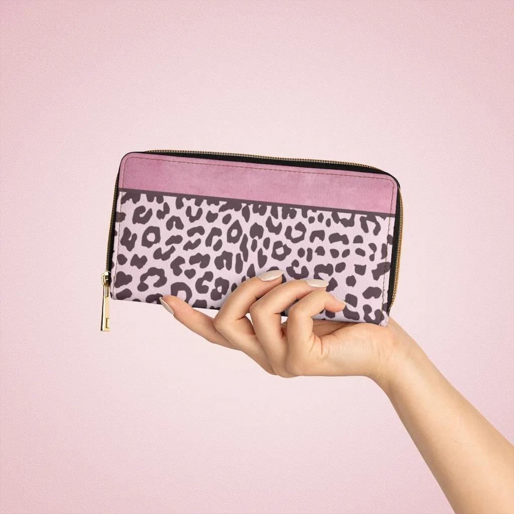 Wristlet Phone Wallet, Pink Leopard Style Purse