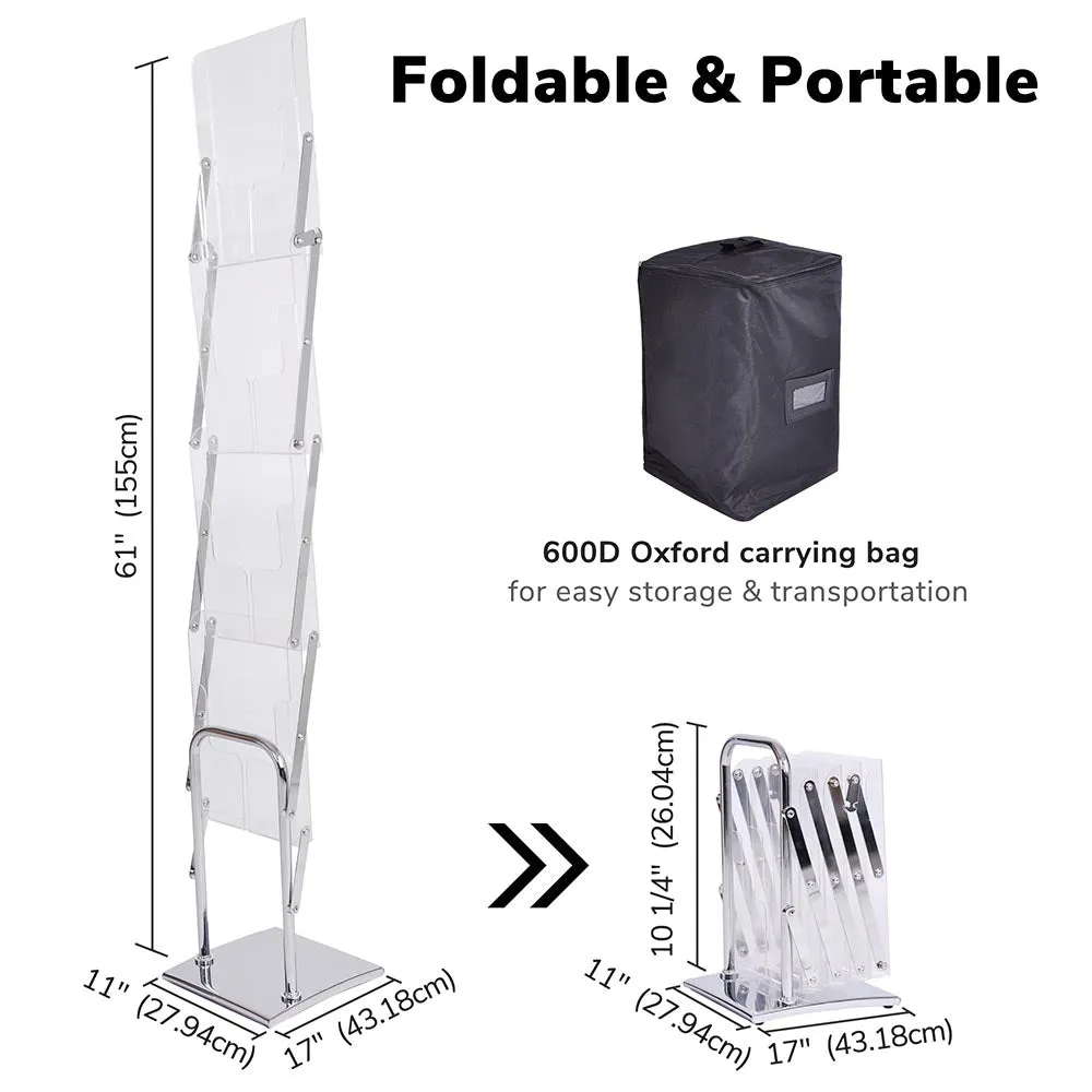 Yescom Collapsible Literature Stand Brochure Rack 4 Pocket w/ Bag