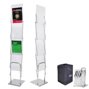 Yescom Collapsible Literature Stand Brochure Rack 4 Pocket w/ Bag